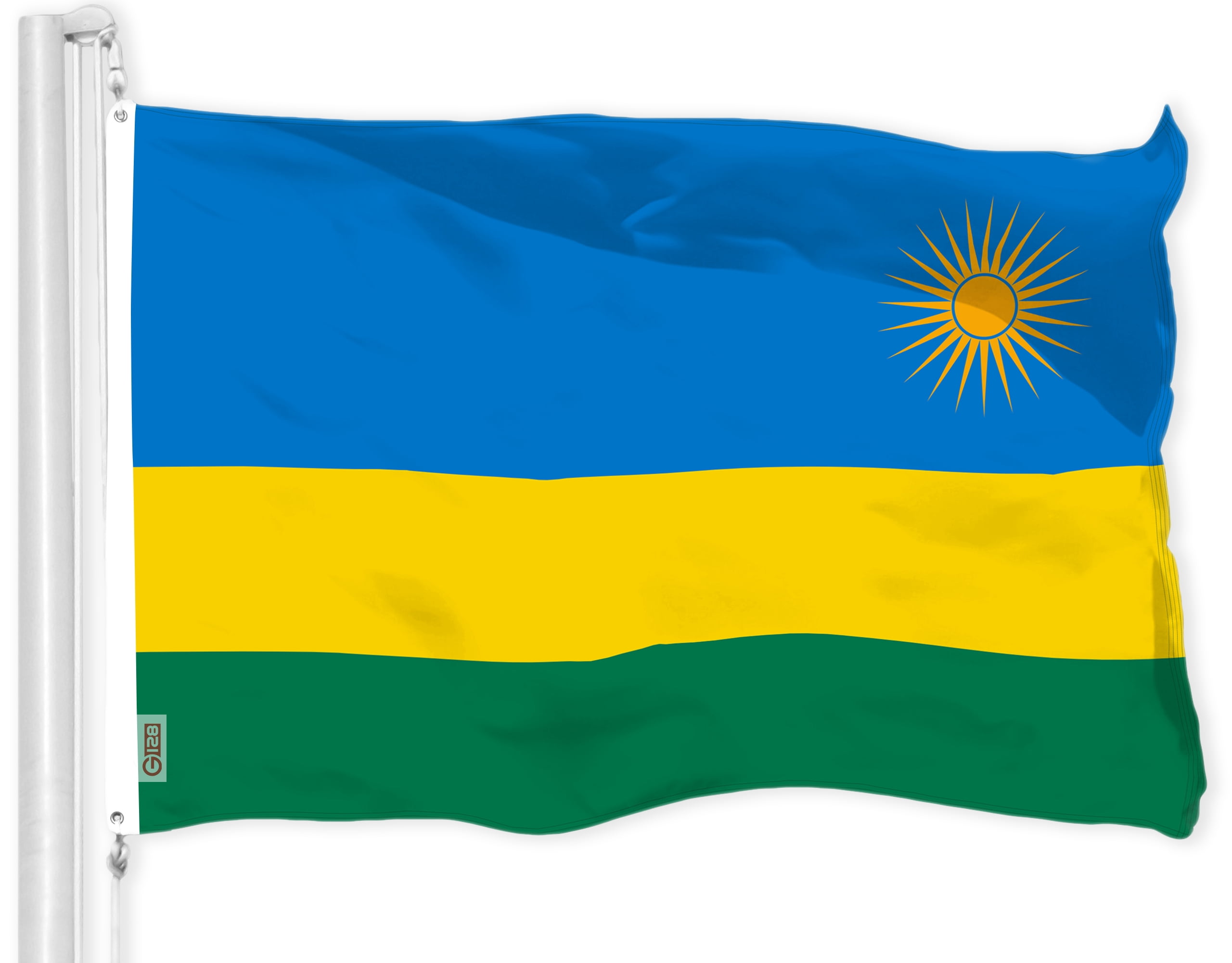 G128 Combo Pack: American USA Flag 3x5 Ft & Rwanda Rwandan Flag 3x5 Ft | Both LiteWeave Pro Series Printed 150D Polyester, Brass Grommets