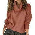 thumbnail image 1 of Suéteres de Punto Grueso Oversize para Mujer, con Cuello Alto, Larga y Corte Holgado, Ideales para el Invierno Rojo Ladrillo 4XL, 1 of 8
