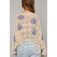 thumbnail image 3 of Women's Beige Floral Eyelet Drop Shoulder Sweater, 3 of 10