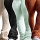 thumbnail image 4 of Pantalones acampanados casuales de punto de gamuza compuesta para mujer de moda, 4 of 5