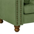 thumbnail image 6 of Large Tufted Velvet Upholstered Sofa Couch, Vintage Modern Chesterfield Button Tufted 3-Seater Sofa Couch with Scroll Arms and Wood Legs, Mid Century Modern Comfy Couch for Bedroom,Green, 6 of 7