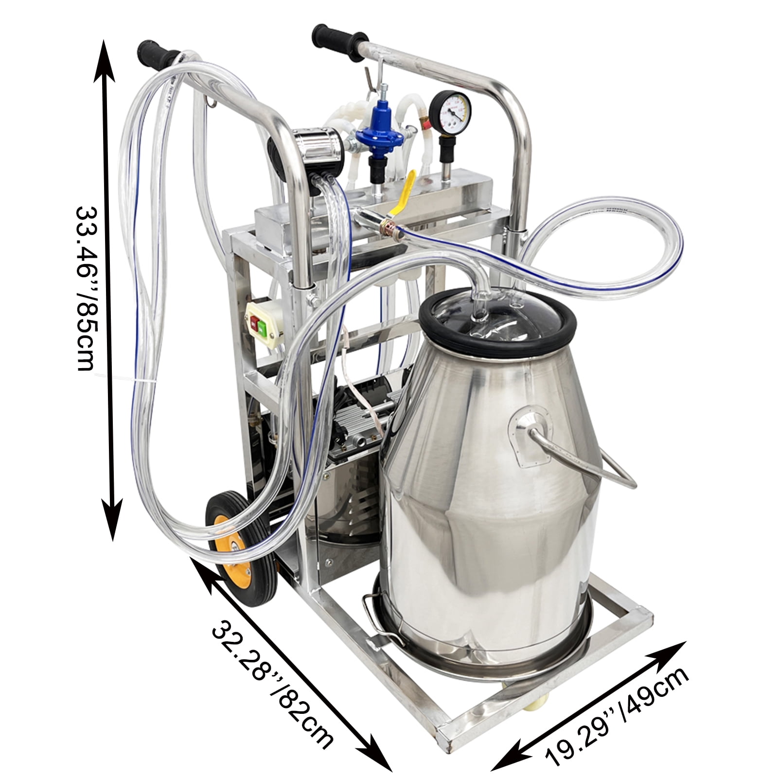 Oil-free Vacuum Pump Milking Machine Electric Goat Cow Milker 110V with 25L Bucket and 3 Cleaning Brushes