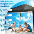 thumbnail image 3 of HOTEEL 10x10ft Popup Canopy Waterproof Canopy with 4 Sidewalls Outdoor Commercial Instant Shelter Beach Camping Canopy Tent for Party, Black, 3 of 10