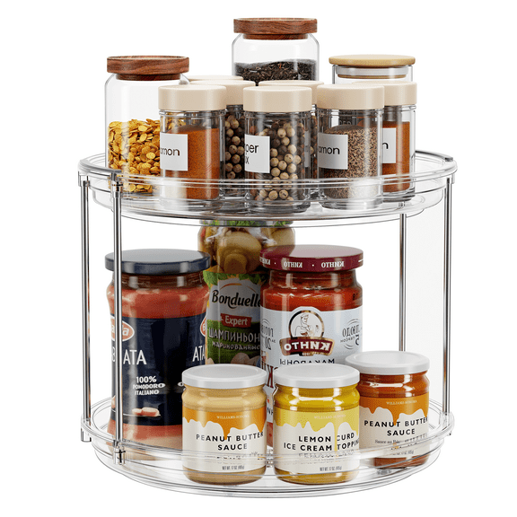 ABABENY 2 Tier Lazy Susan Turntable Organizer 9.25'' Rotating Spice Rack Organization for Cabinet, Kitchen, Pantry, Countertop, Bathroom, Vanity, Medicine Cabinet Organizer