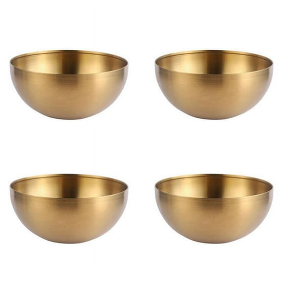 4X Capacity Stainless Steel Salad Bowls Korean Soup Rice Noodle Ramen Bowl Kitchen Food Container,Gold,15X7CM