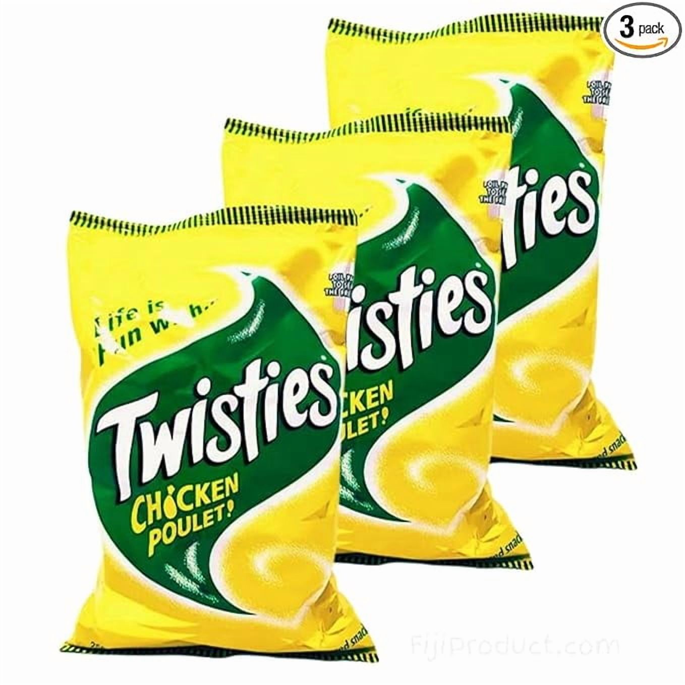 FIJI Twisties (Pack Of 3 x 250g) Unique CHICKEN Poulet Flavor Snack, Family Size