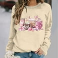 thumbnail image 4 of Amzcrzy Chandails en Molleton pour Femmes Manches Longues Chemises pour Femmes Saint-Valentin Amoureux Café Décontracté Imprimé Manches Longues Col Rond Chandail à Capuchon Imprimé Mode Chandail en Molleton Sans Tête L, 4 of 8