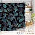 thumbnail image 2 of Teal Leaves Shower Curtain, Plant Tree Black Bathroom Curtain, Modern Botanical Natural Shower Curtain Set with 12 Hooks for Bathroom, 72Wx72L inch, 2 of 6