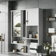 thumbnail image 5 of Euroco Wall-Mounted Bathroom Mirror Cabinet, Adjustable Shelf, Waterproof MDF, Space-Saving Medicine Cabinet with Storage for Bathroom, Bedroom or Over Toilet, 27"x23.6", 5 of 9