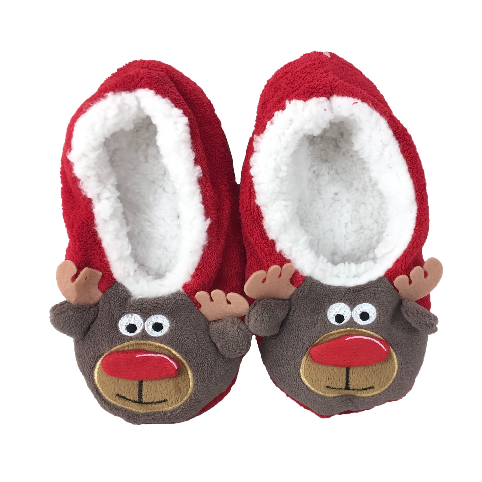 RJM Ladies Chunky Knit Rudolph Reindeer Slipper Socks 