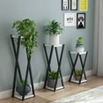 thumbnail image 4 of Lucky Monet 2-Tier Wood Metal Plant Stand Flower Pot Holder Rack Display Shelf White Stand+White Board 9.8x9.8x23.6", 4 of 5