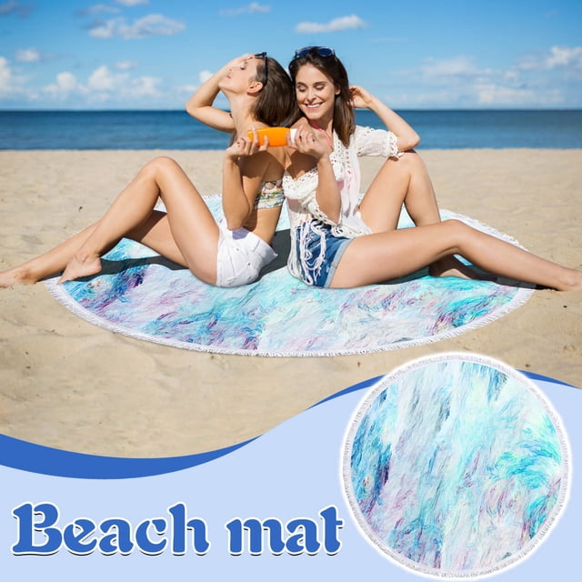 HUASHENG Châle Serviette Plage Plage Tapis Rond Serviette Imprimée Plage Microfibre Jouet de Plage