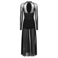 thumbnail image 3 of Miutii Women Rhinestone Long Lyrical Dance Dress Long Sleeve Flowy Split Maxi Dress Contemporary Black M, 3 of 9
