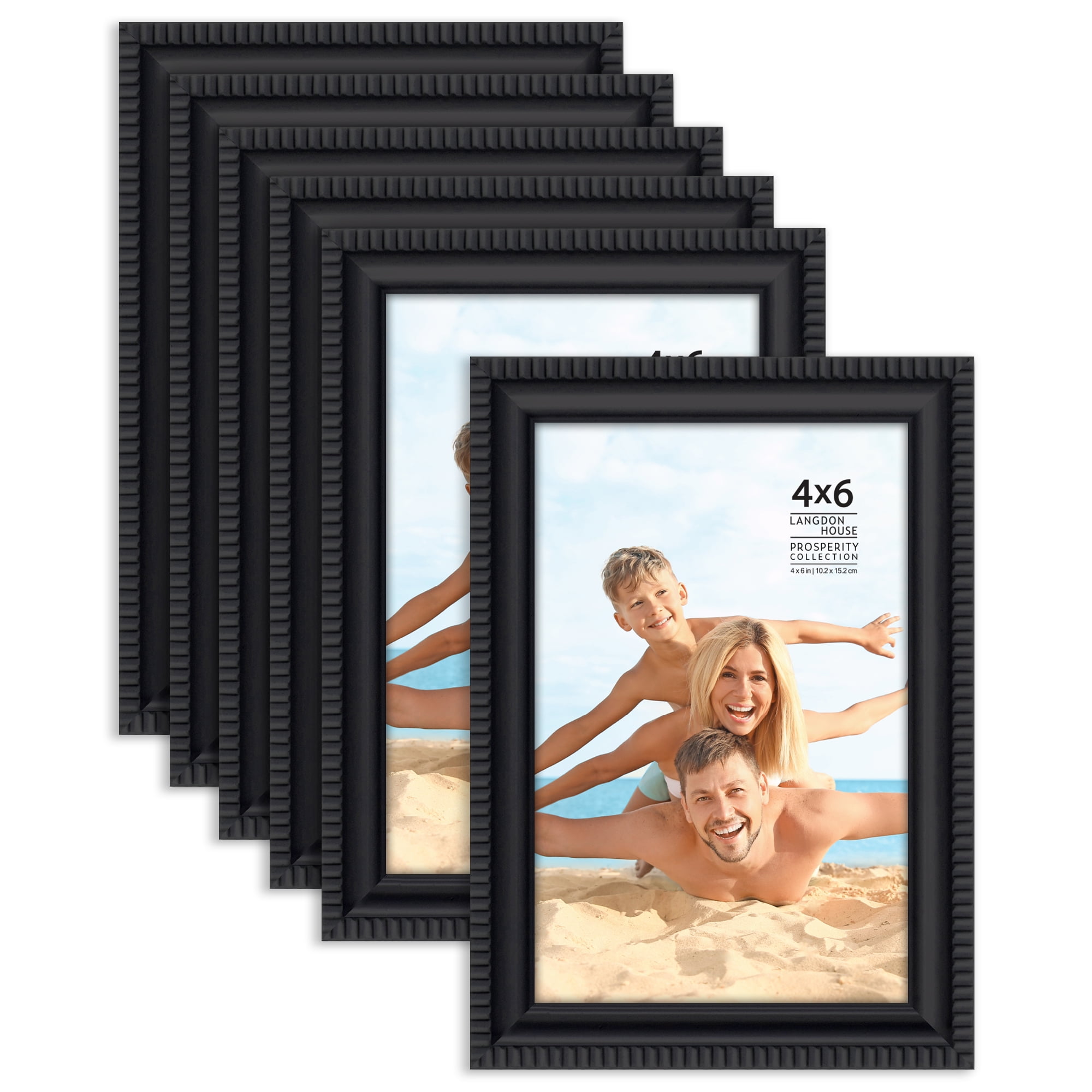 Black 6 X 4 Photo Frame Langdon House 4" x 6" Black Picture Frames, Shabby-chic Style, 6 Pack