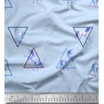 thumbnail image 1 of Soimoi Blue Poly Georgette Fabric Unicorn & Triangle Geometric Print Fabric by the Yard 52 Inch Wide, 1 of 3