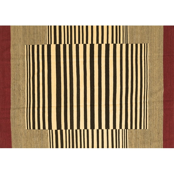 Ahgly Company Indoor Rectangle Abstract Brown Contemporary Area Rugs, 5' x 8'