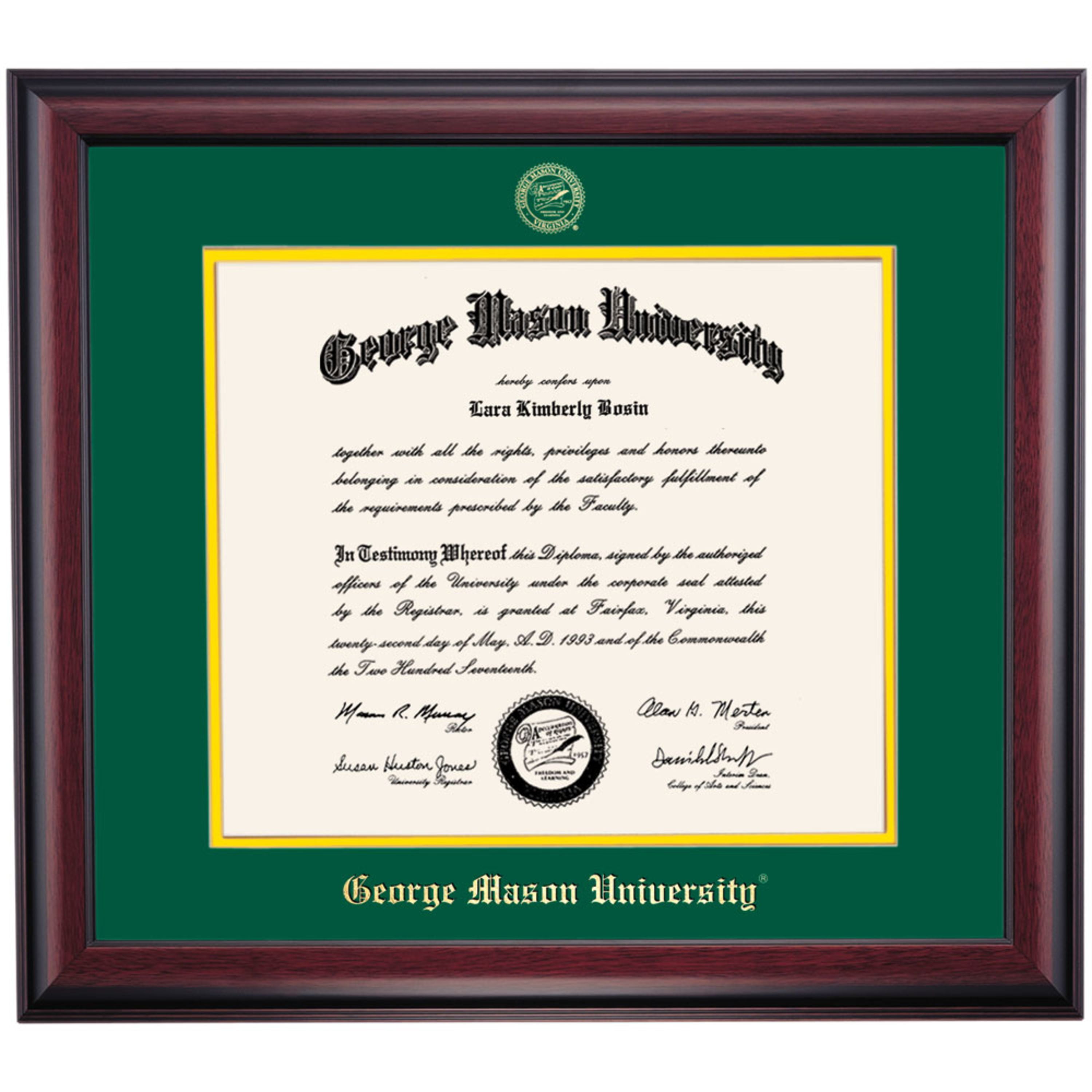 OCM Diploma Frame for Mason University GMU, 21" x 24" Law