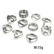 Up to 65% off amlbb Womens Rings Clearance 10pcs/Set Women Bohemian Vintage Silver Stack Rings Above Knuckle Blue Rings Set