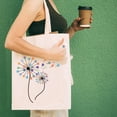 thumbnail image 6 of Dandelion Tote Bag Canvas Grocery Bags Reusable Lightweight Foldable Canvas Shopping Pouch with Handle DIY Craft for Beach Travel Gym Supermarket Books Women Gifts Daily Life 13 x 15 Inch, 6 of 7