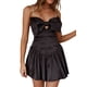 thumbnail image 1 of Vestidos de mujer Sin mangas Hombro recortado Arco Color sólido Plisado Fiesta informal Vestido con tirantes, 1 of 4