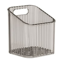 PUREKKI Small Wall Mounted Transparent Plastic Storage Organizer Box with Adhesive Hanging for Bathroom Cabinet Kitchen Shelf