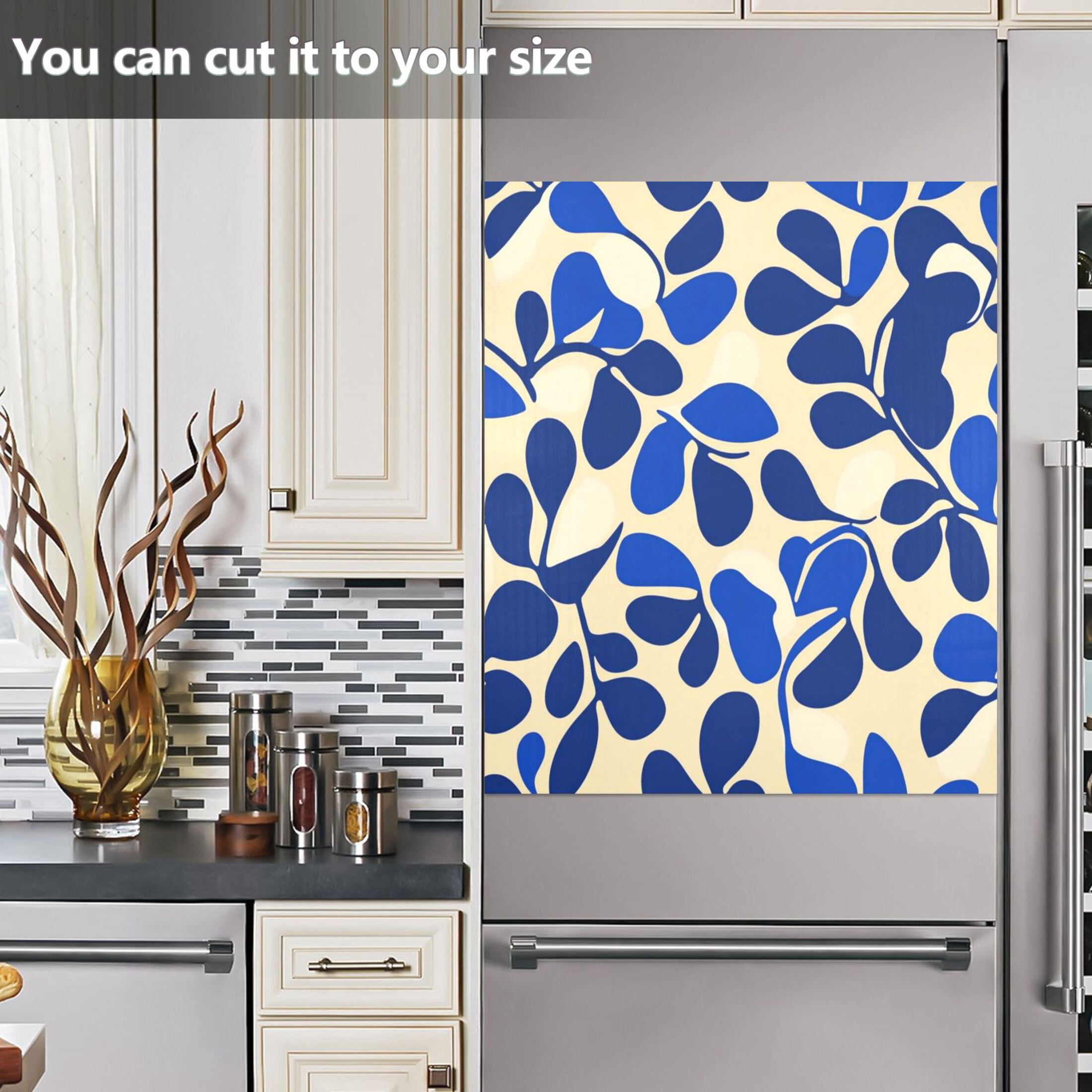 Dishwasher Magnetic Sticker 23x26 Inch Refrigerator Magnetic Sticker Washing Machine Magnetic Sticker Kitchen Panel Magnetic Sticker Home Decor Pretty Blue Pattern