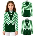 thumbnail image 7 of Aislor Girls Christmas Dance Leotard Striped Sequins Shorts Jumpsuits Santa Elf Clothings Green 8, 7 of 7