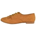thumbnail image 2 of Women Shoes Lace Up Flats Almond Toe Tassel Boyfriend Oxford Style MASIE-51 Suede Light Brown Tan 5, 2 of 4