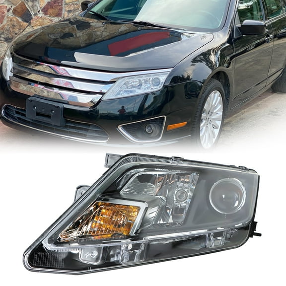Genrics For 10-12 Ford Fusion Factory Projector Headlight Black Halogen Clear Left Side