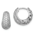 thumbnail image 1 of White Sterling Silver Earring Hinged Huggie Women'S Cubic Zirconia CZ Clear 16 mm, 1 of 2