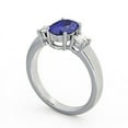 thumbnail image 2 of 1.40 Ct Oval Cut Genuine Diamond Blue Sapphire Sparkle Three Stone Ring for Women 14K White Gold Size 6.5, 2 of 7