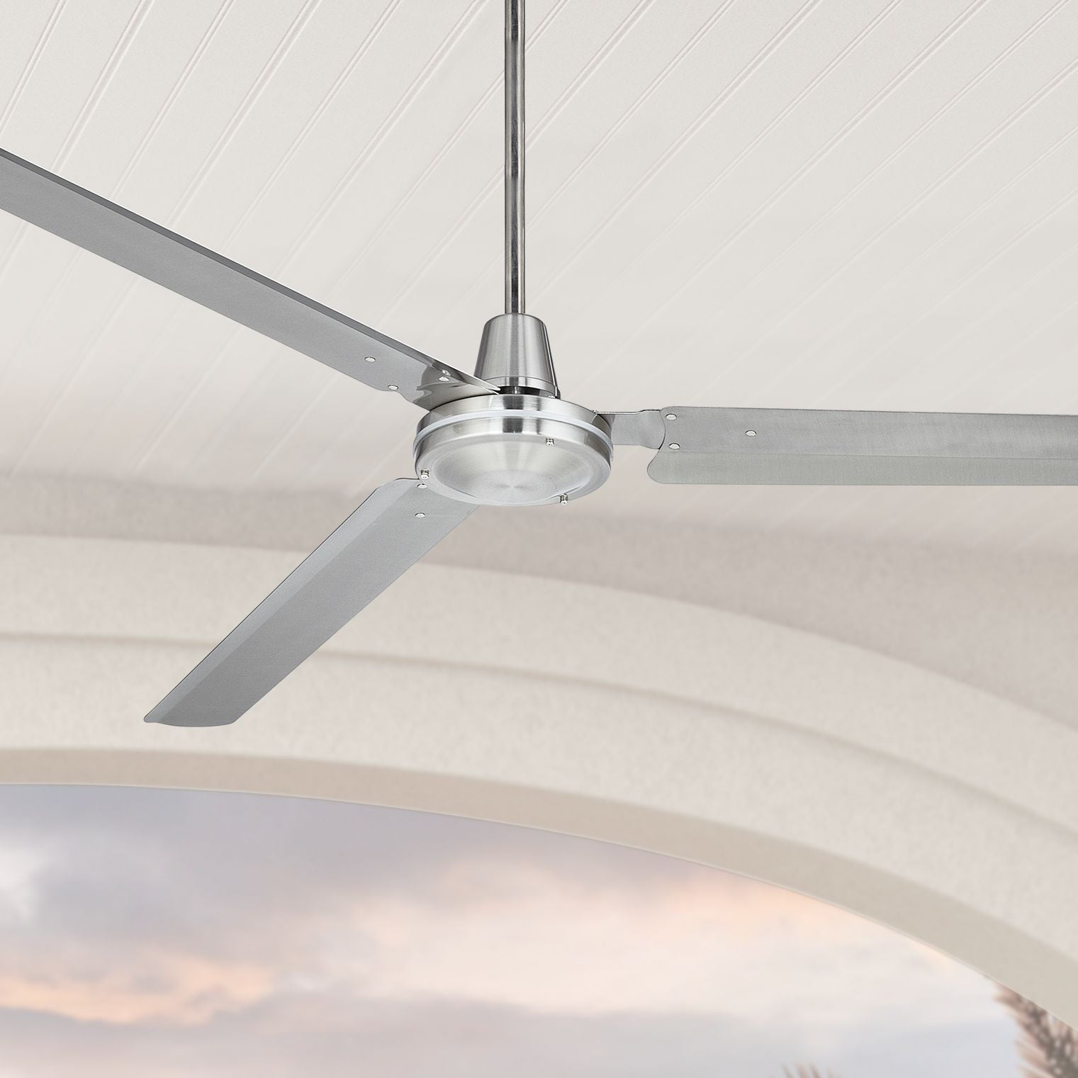 Damp Outdoor/Indoor 56" Large Ceiling Fan Unique Patio Industrial Natural Iron 