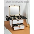 thumbnail image 3 of Makeup Box with Drawer and A Detachable Lighted Mirror, Waterproof Travel Train Case, Cosmetic Organizer and Makeup Suitcase with Adjustable Dividers, Magnetic LED Mirror (Bright White), 3 of 12