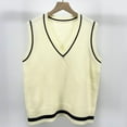 thumbnail image 3 of Wancir Womens V Neck Sweater Vest School Uniform Vest Striped Cable Knit Sleeveless Sweater Tops, 3 of 3
