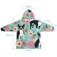 thumbnail image 7 of Green Boston Terrier and Flower Blanket Hoodies for Kids 6-13YR Oversize Wearable Blanket Hoodies for Boys Girls Teens, 7 of 7