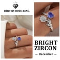 thumbnail image 2 of Beautlace Rose Heart Birthstone Ring,925 Sterling Silver Adjustable Open Heart Rings Jewelry Gifts for Women Mom -December, 2 of 14