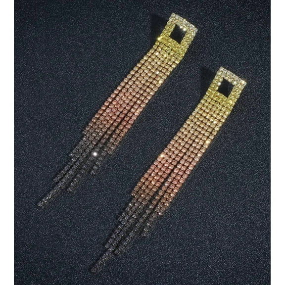 RubyLee Elegance Tassel Gold and Black, Fashion Earrings for Women Earrings, Stainless Steel, Jewelry Pouch, 2 Count Per Pack