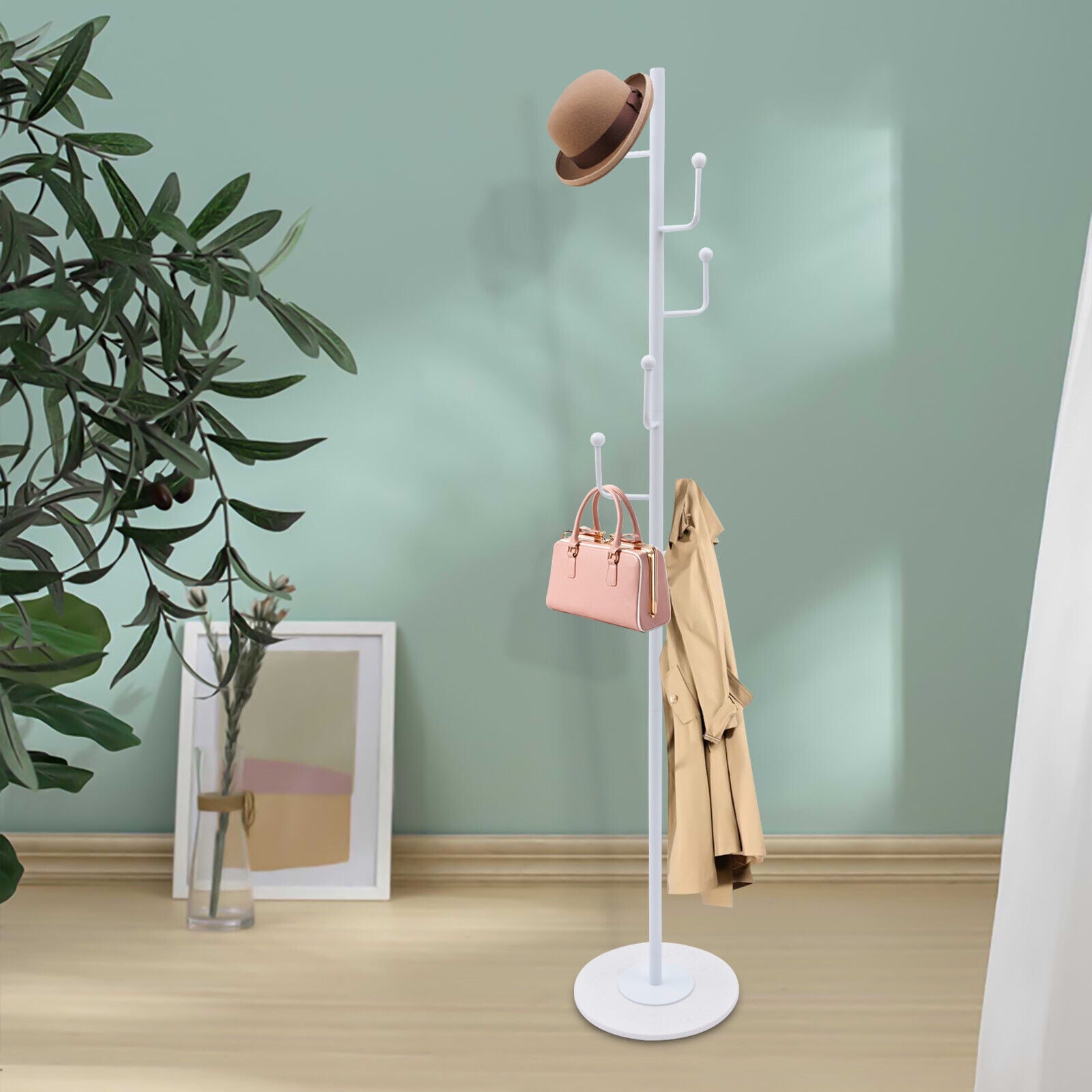 Miumaeov Coat Rack with 6 Hooks Coat Rack Freestanding with 0.55