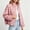 Pink, variant on Qiggri Women's Polka Dot Stand Collar Zip Up Casual Jacket Snap Accent Drawstring Hem Long Sleeve Outerwear Coat for Spring Fall Vacation Travel Office Casual 2026 L