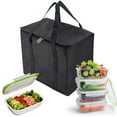 thumbnail image 6 of Hengbo  2 Pack Large Insulated Grocery Shopping Bags Reusable Bag Thermal Zipper Collapsible Tote Cooler Food Transport Hot and Cold for Instacart Camping Black, 6 of 8