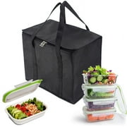 Tripumer 2 Pack Large Insulated Grocery Shopping Bags Reusable Bag Thermal Zipper Collapsible Tote Cooler Food Transport Hot and Cold for Instacart Camping Black