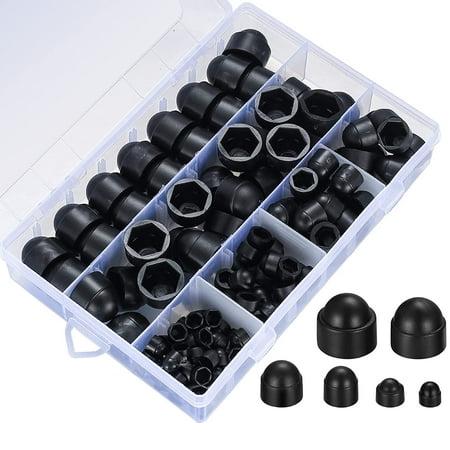 

Dinheiro 145 Pieces Bolt Covers Screw Cap Plastic Dome Nuts Hexagonal Nut Protection Bolts Cap Black Bolt Nut for Machines Furniture Vehicles - M4/M5/M6/M8/M10/M12