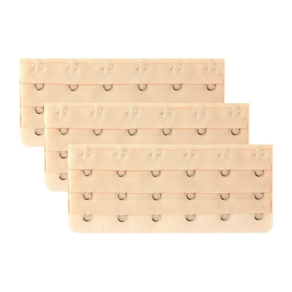 INSPIRE CHIC Women's 3 x 6 Hooks Bra Extender Brassiere Eye Tape Strap Skin Color-2 3 Rows 6 Hooks 3 Pcs