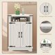 thumbnail image 2 of Estilo rural small de esquina bathroom gabinete con barn door y adjustable estante, blanca almacenamiento gabinete para bathroom, kitchen, y sala de estar, 2 of 8