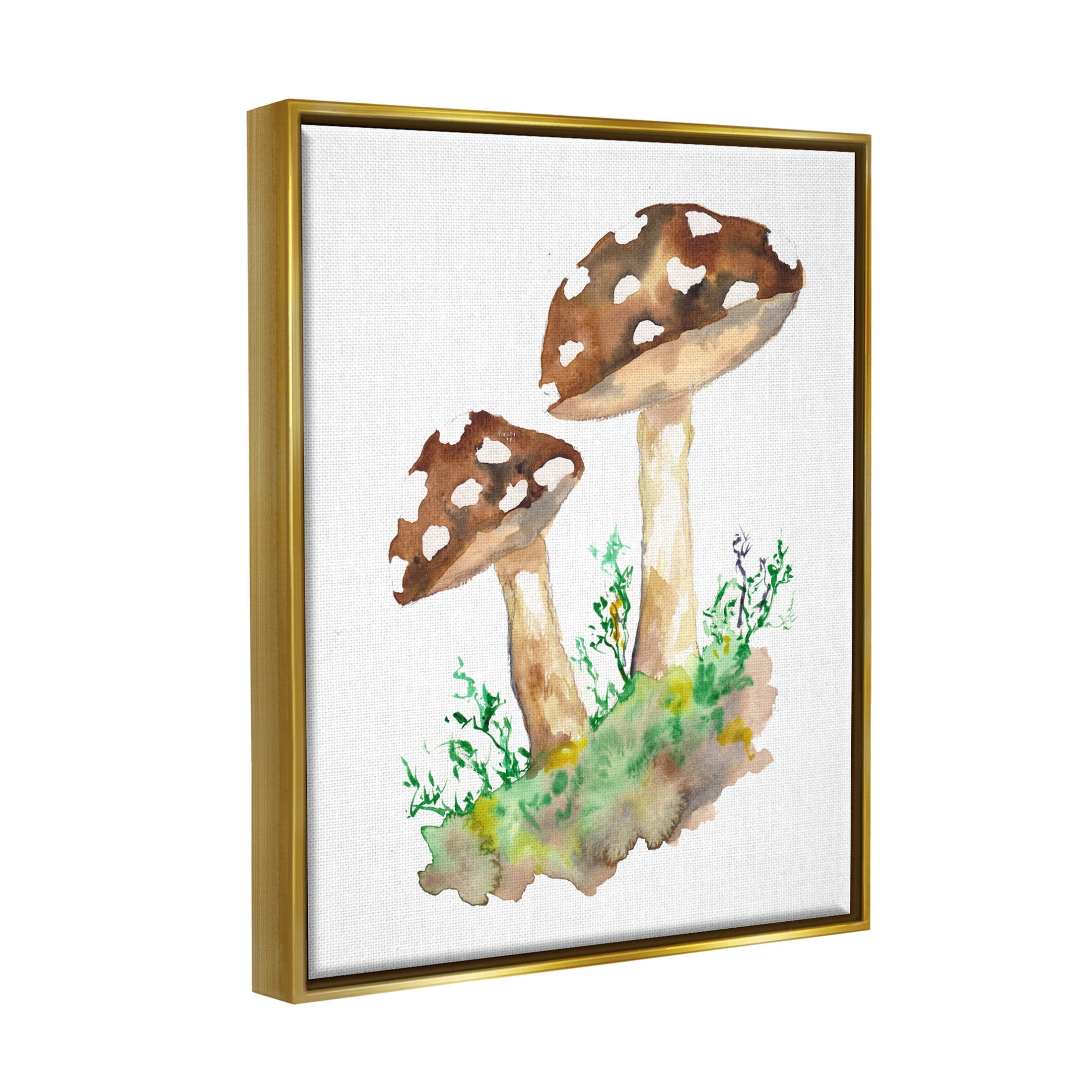 Spotted Mushroom Forest Plant Botanical & Floral Graphic Art Metallic Gold Framed Art Print Wall Art