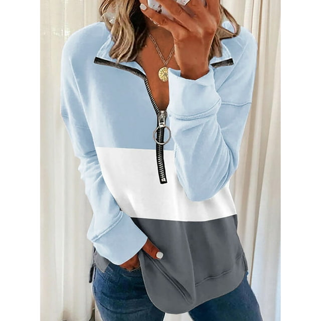 Top de mujer NikouMX Jersey de manga larga con solapa y media cremallera S M L XL 2XL 3XL