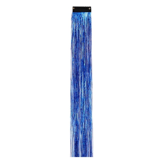 Clip In Hair Tinsel Extensions Kit for Women, Glitter Fairy Hair Strands Decorative Hair Accessories for Party and Daily Styling(Blue-1,50x3.5cm)