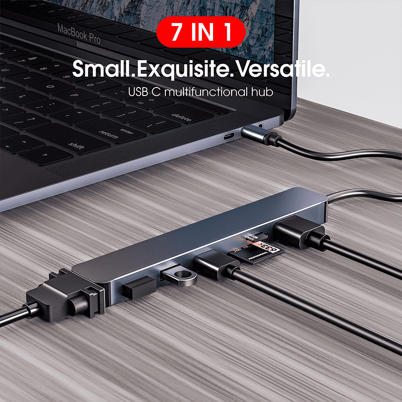 DOONJIEY  Multi USB Adapt Hub Type C To 4K HDTV SD TF Card reader VGA USB 7 Port 7 In 1 USB C Hub For Laptop