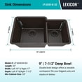 thumbnail image 3 of 32" x 19" Quartz Kitchen Sink, Double Bowl Sink, Drop-in Sink, Undermount Sink, Granite Kitchen Sink, Galaxy Mocha Kitchen Sink Lexicon Platinum LP-4060-M-SO, 3 of 9