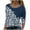 Dark Blue, variant on Fashion Tie Dye Top for Women Floral Print Top Round Neck Long Sleeve Top Thin Loose Blouse Tops Casual Pullover Tops
